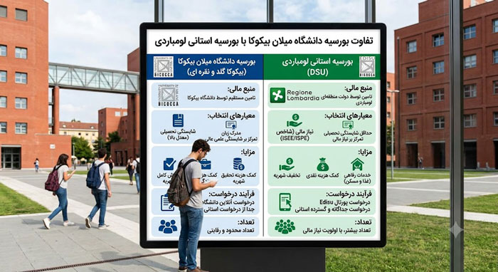 تفاوت بورسیه دانشگاه میلان بیکوکا با بورسیه استانی لومباردی