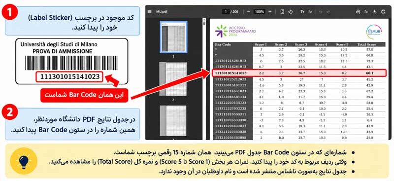 راهنمای یافتن بارکدها در نتایج PDF